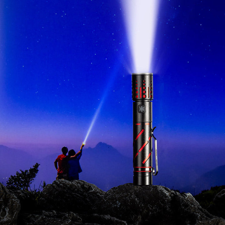 Illuminate Your Adventures with the Rechargeable LED Zoom Long-Range Flashlight