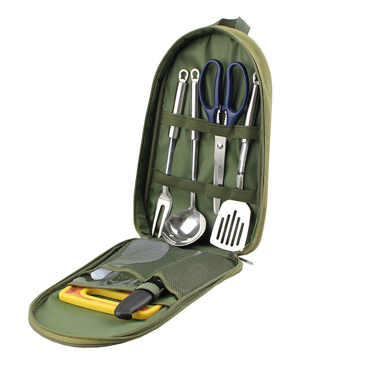 Outdoor Barbecue Cookware Set with Knife & Board