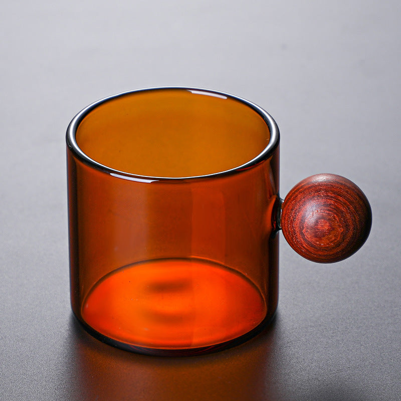 Stained Glass Coffee Tea Cup Set Wooden Handle Drinkware