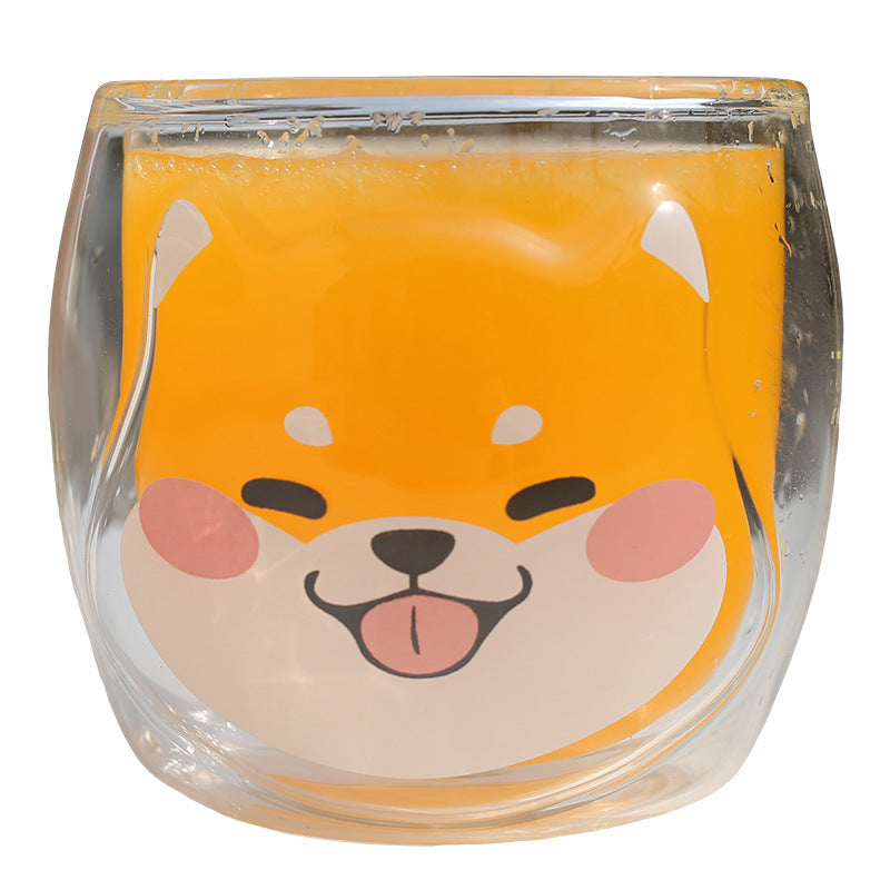 Cartoon Animal Double Layer Insulated Glass Coffee Milk Cup