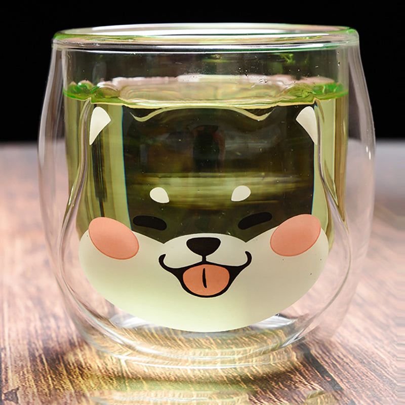 Cartoon Animal Double Layer Insulated Glass Coffee Milk Cup