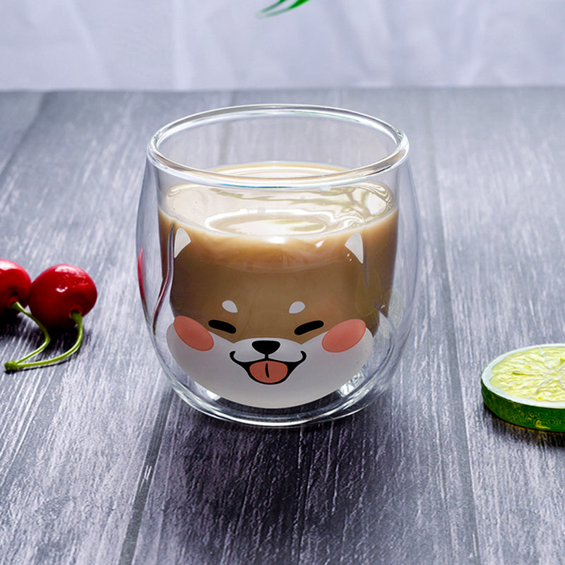 Cartoon Animal Double Layer Insulated Glass Coffee Milk Cup