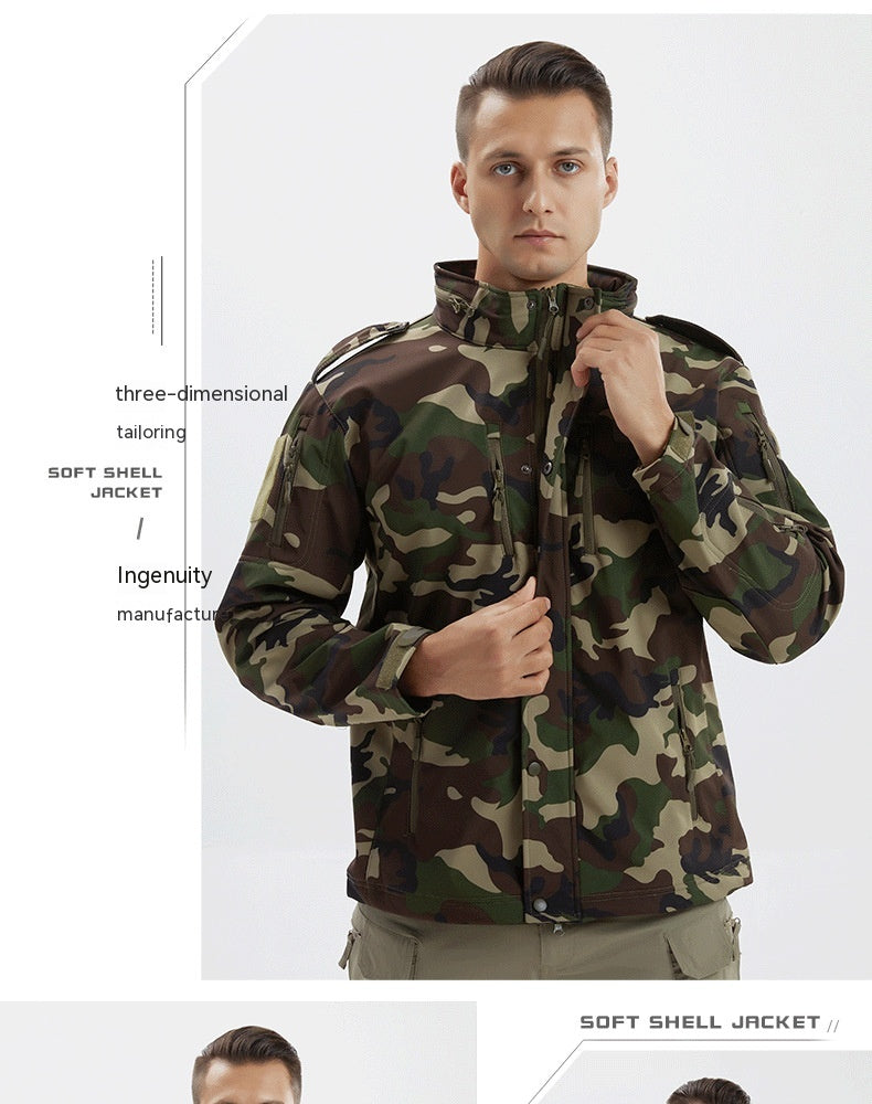 Men's Camouflage Waterproof Fleece Soft Shell Jacket