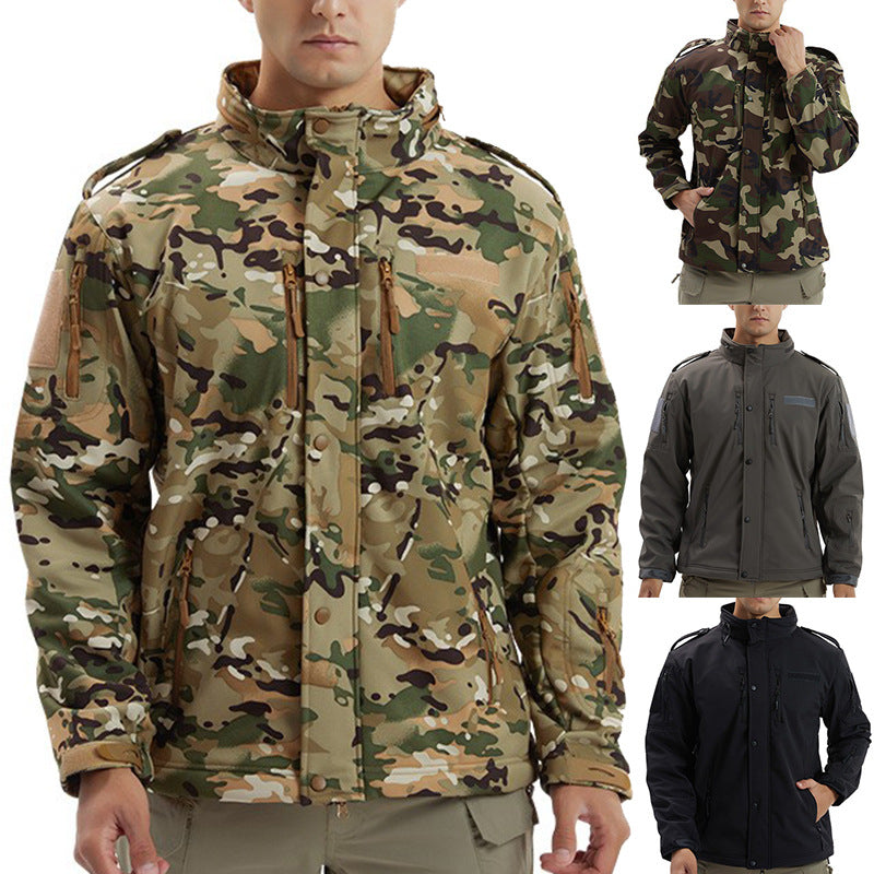 Men's Camouflage Waterproof Fleece Soft Shell Jacket