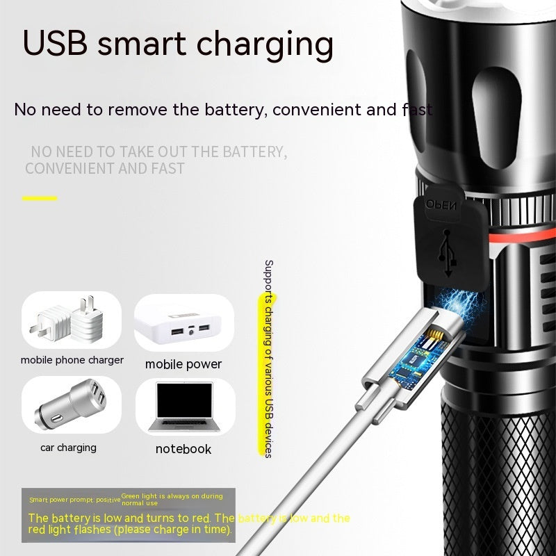 Telescopic T6 High-Power Outdoor Flashlight