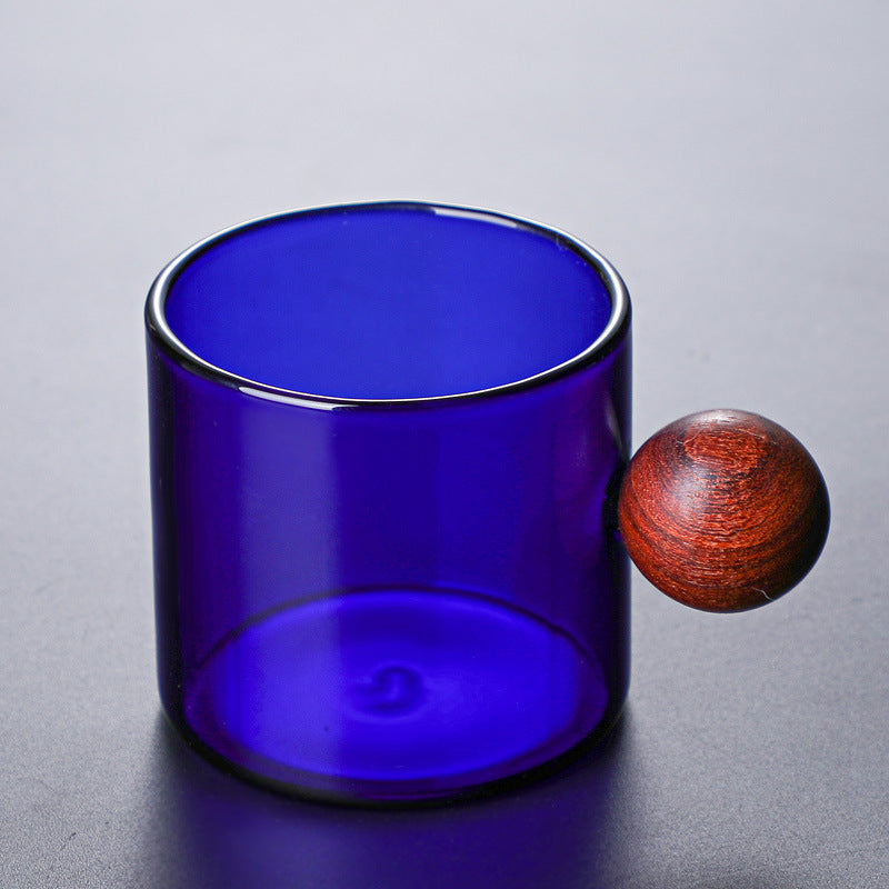 Stained Glass Coffee Tea Cup Set Wooden Handle Drinkware