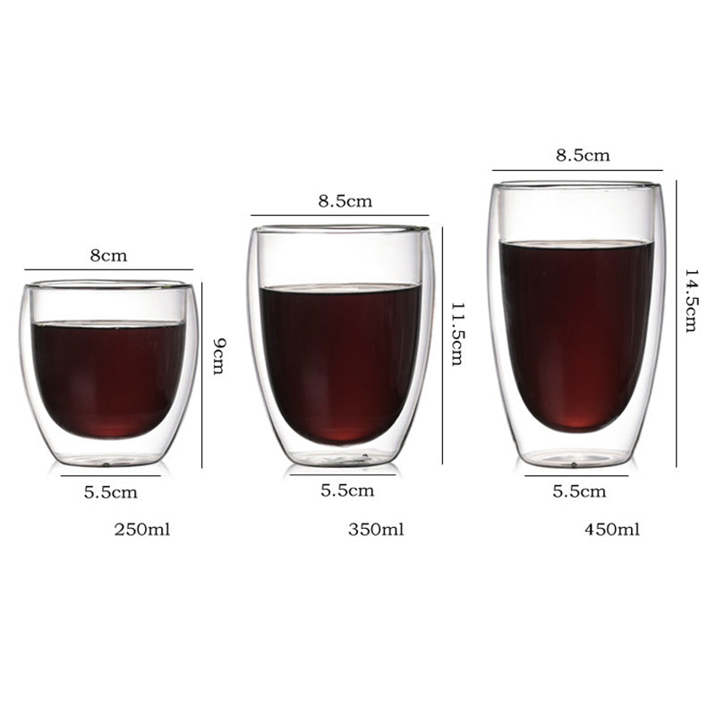 Double Layer Insulated Glass Cup Set Transparent Drinkware