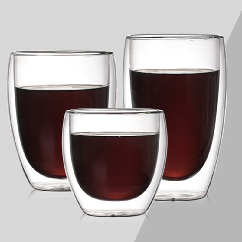Double Layer Insulated Glass Cup Set Transparent Drinkware