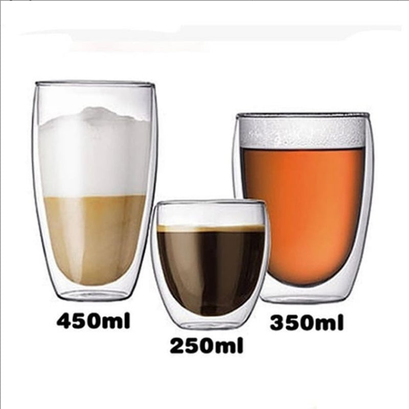 Double Layer Insulated Glass Cup Set Transparent Drinkware
