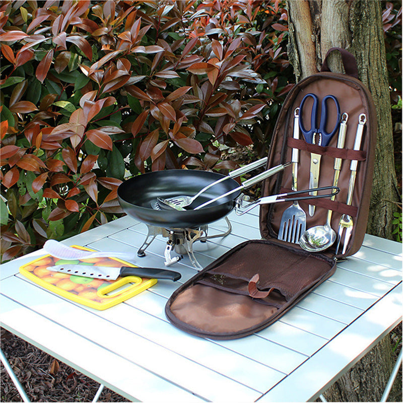 Outdoor Barbecue Cookware Set with Knife & Board