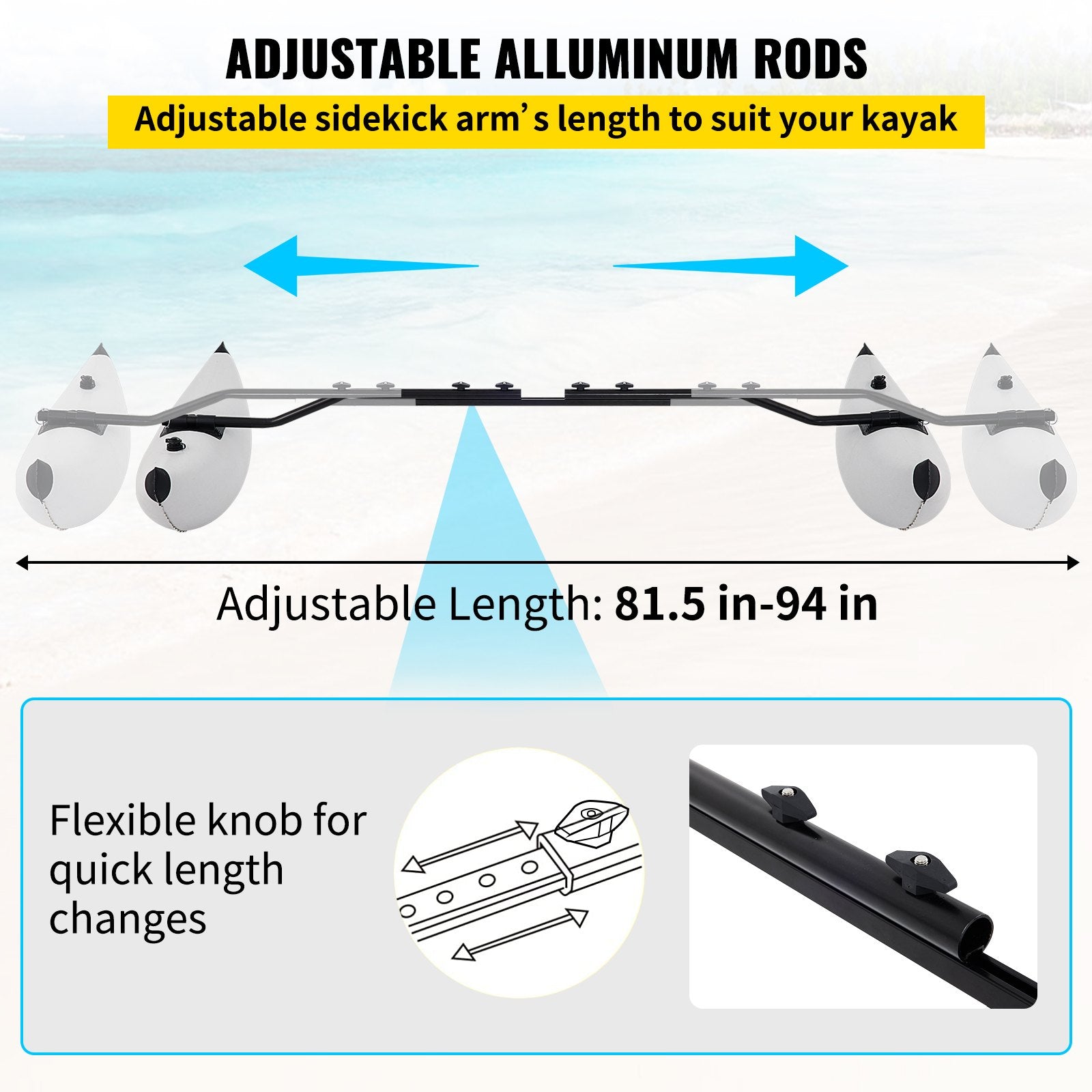 Kayak Outrigger Stabilizer Float System Inflatable Side Arms Kit