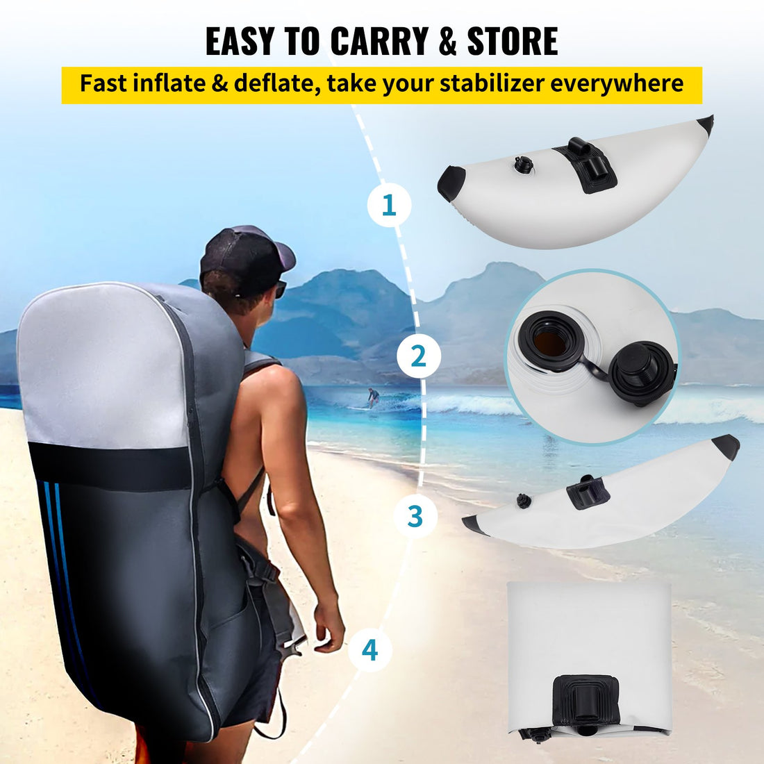 Kayak Outrigger Stabilizer Float System Inflatable Side Arms Kit