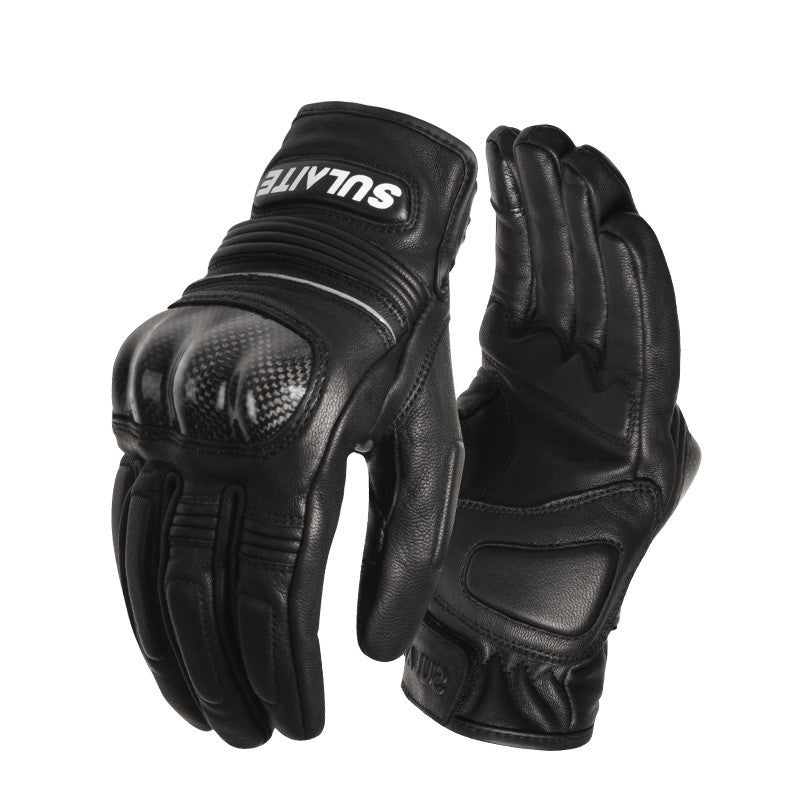 Unisex Sheepskin Full-Finger Motorcycle Gloves