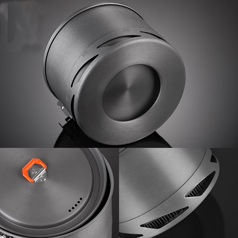 Outdoor Camping Cookware Set with Heat-Collecting Pot & Kettle
