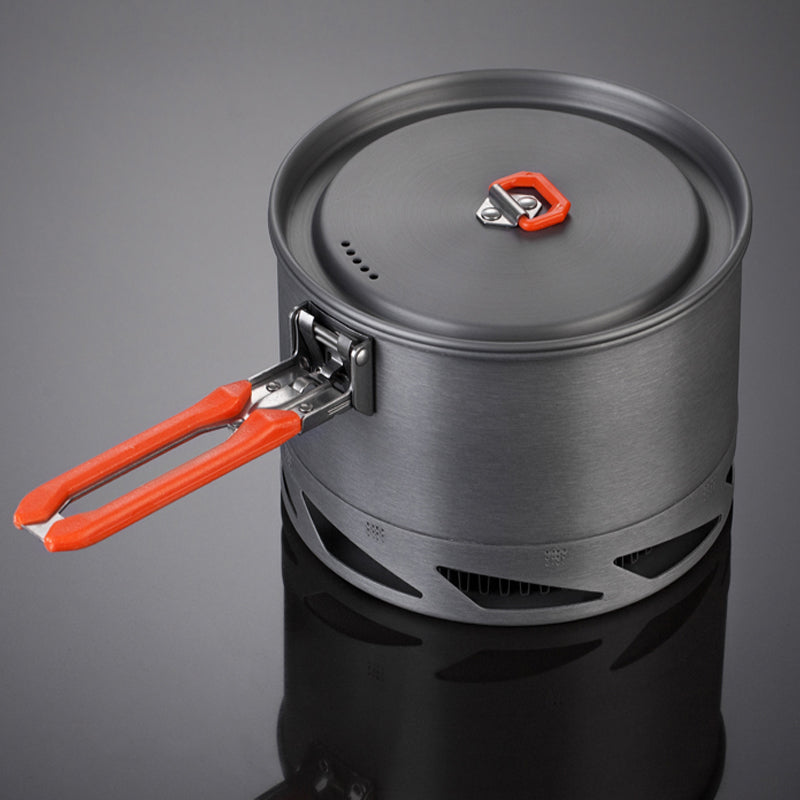 Outdoor Camping Cookware Set with Heat-Collecting Pot & Kettle