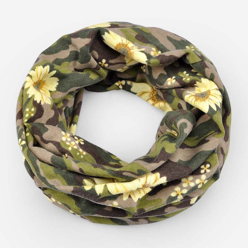 Flower Camouflage Bib Head Hat Ladies Thin