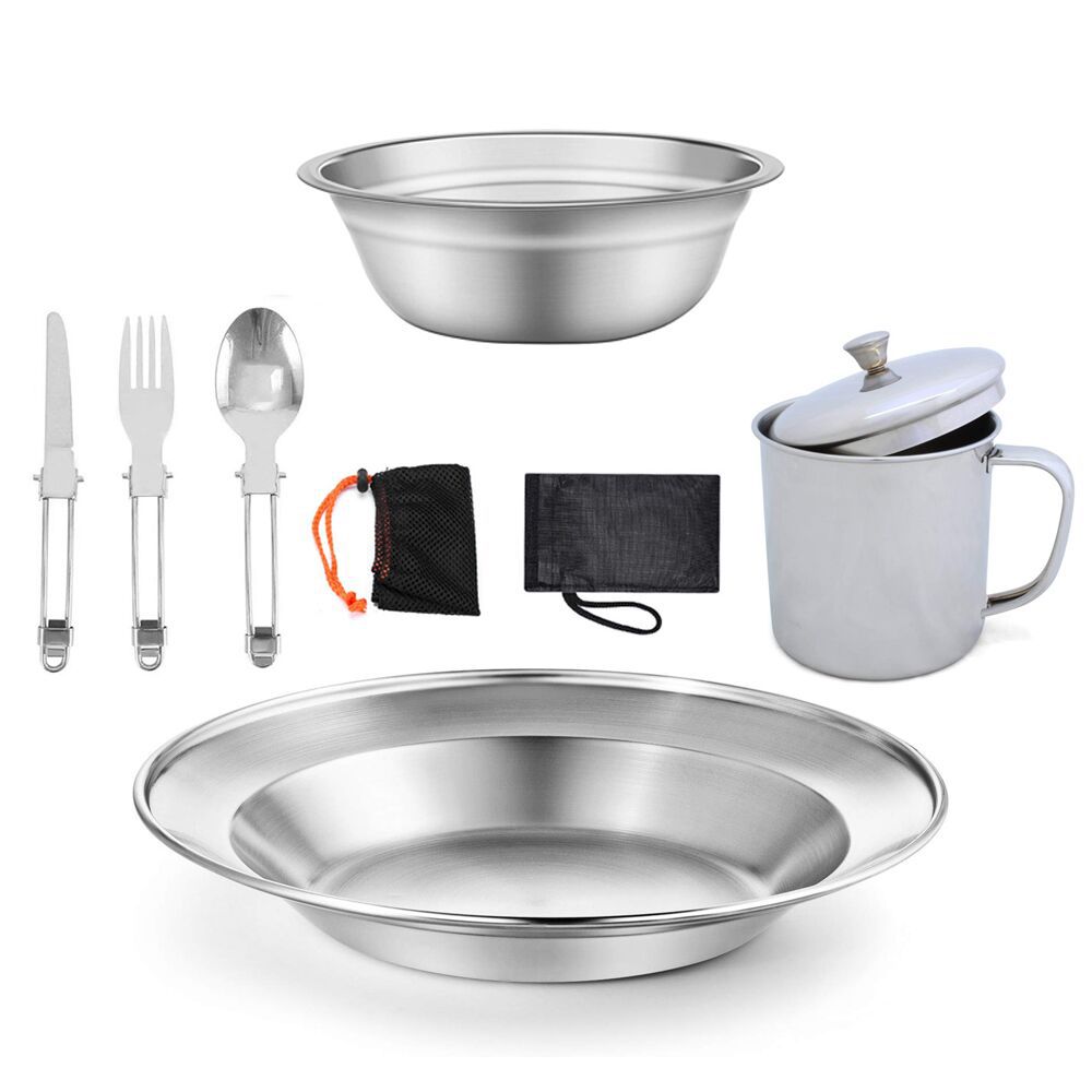 Outdoor Camping Stainless Steel Tableware Set