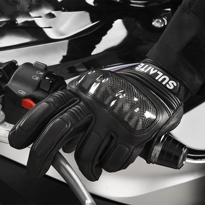 Unisex Sheepskin Full-Finger Motorcycle Gloves