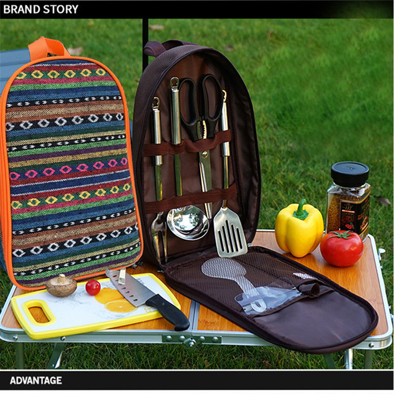 Outdoor Barbecue Cookware Set with Knife & Board