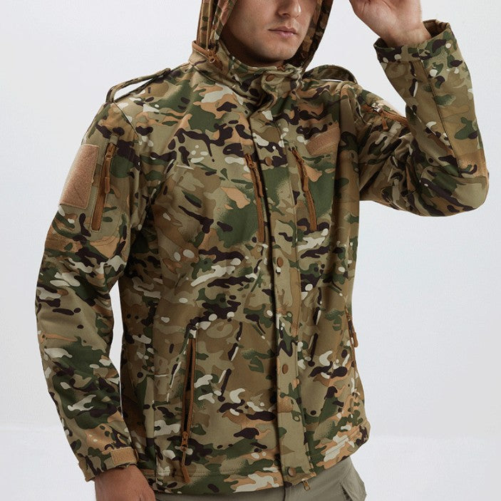 Men's Camouflage Waterproof Fleece Soft Shell Jacket