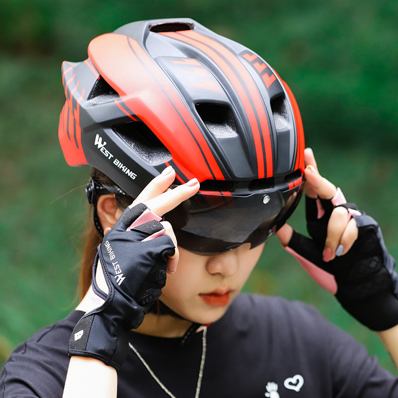 Cycling Helmet with Integrated Goggles