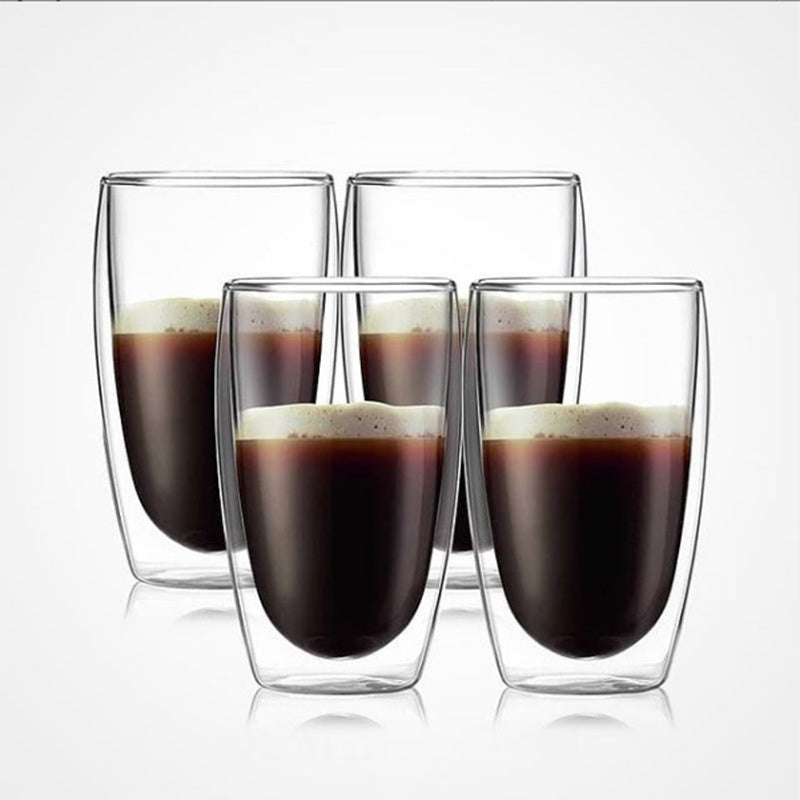 Double Layer Insulated Glass Cup Set Transparent Drinkware