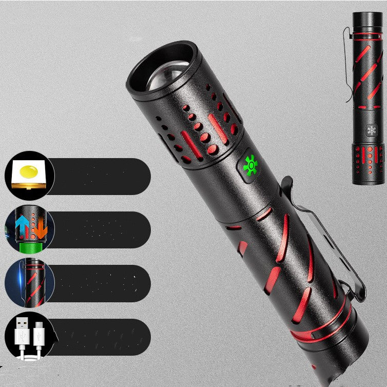 Rechargeable LED Zoom Long-Range Flashlight
