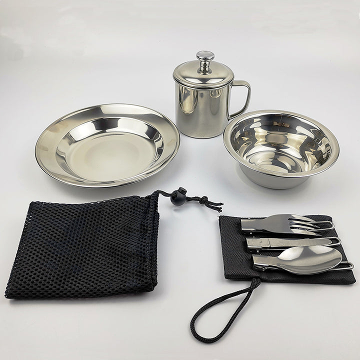 Outdoor Camping Stainless Steel Tableware Set
