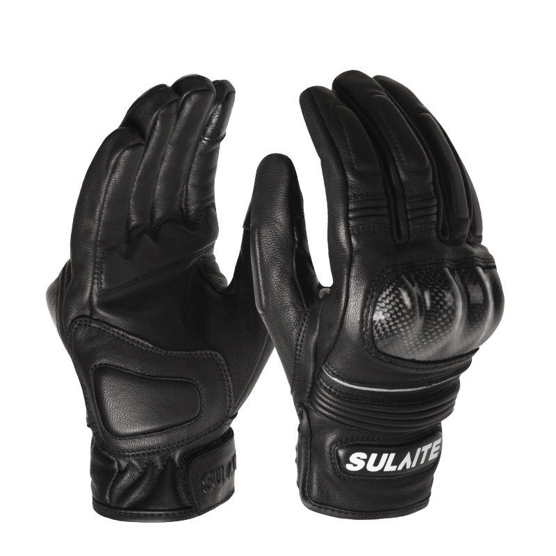 Unisex Sheepskin Full-Finger Motorcycle Gloves
