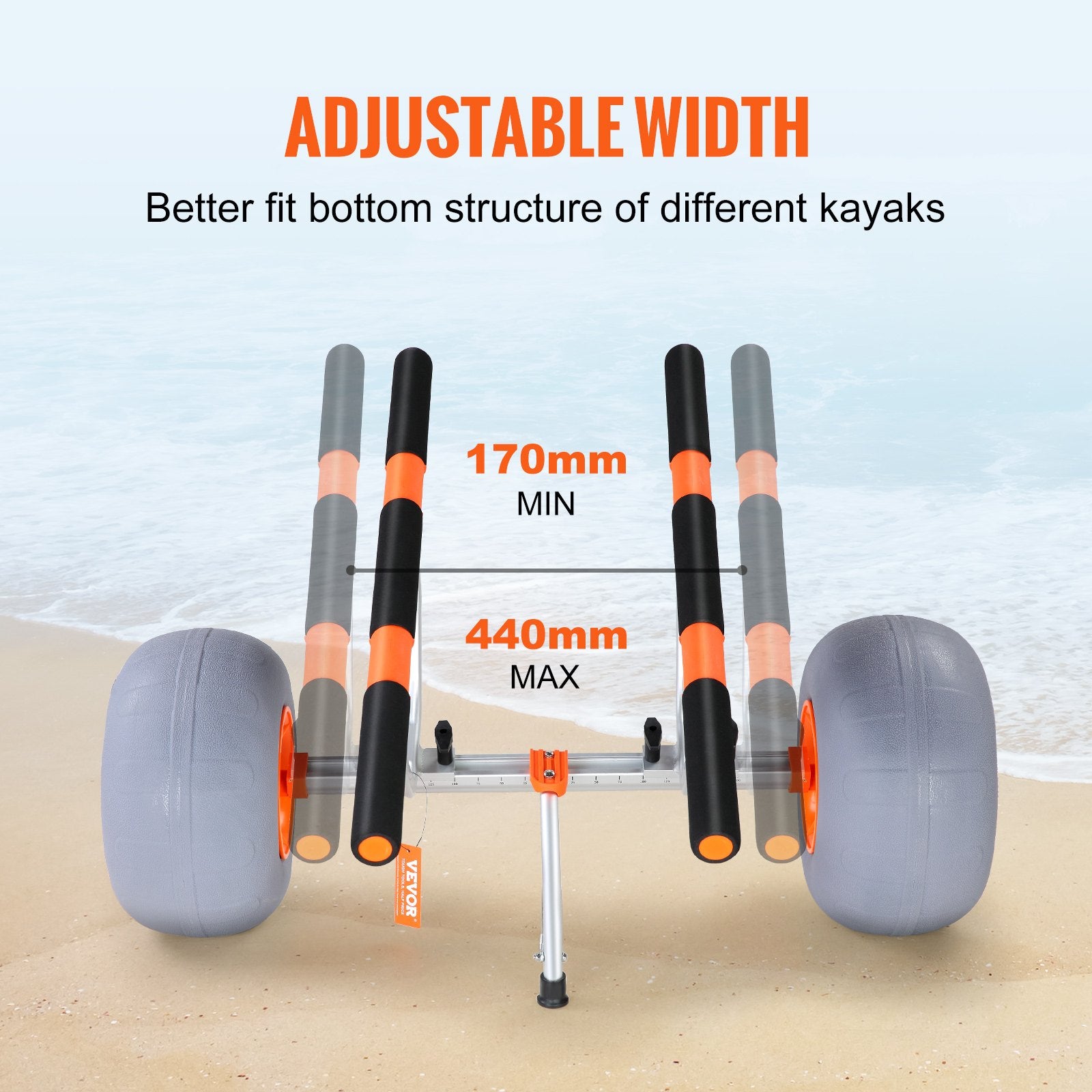 Heavy Duty Foldable Kayak Cart Adjustable Canoe Trolley 350Lb