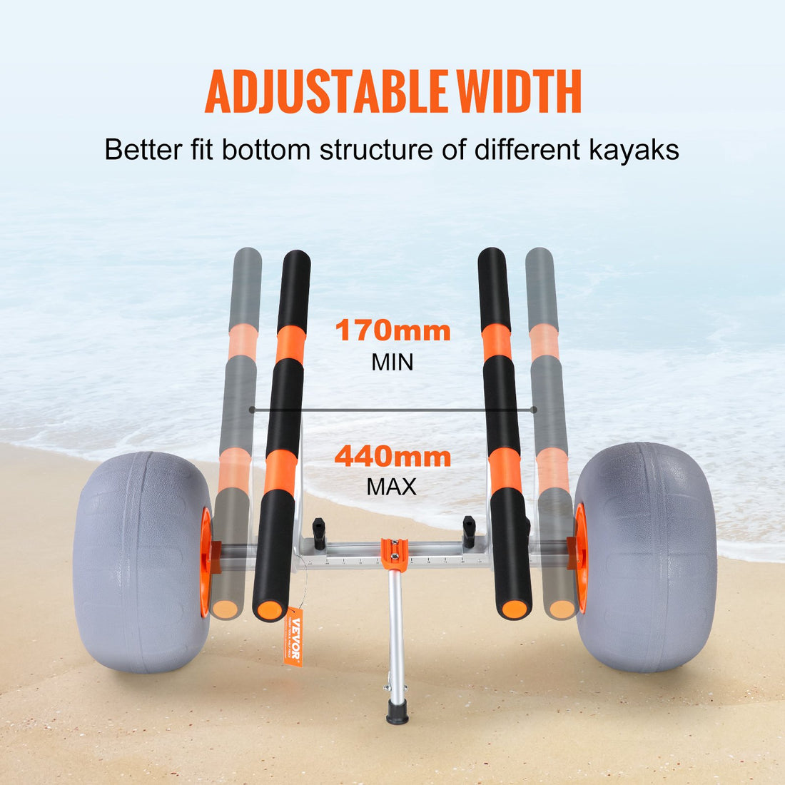 Heavy Duty Foldable Kayak Cart Adjustable Canoe Trolley 350Lb