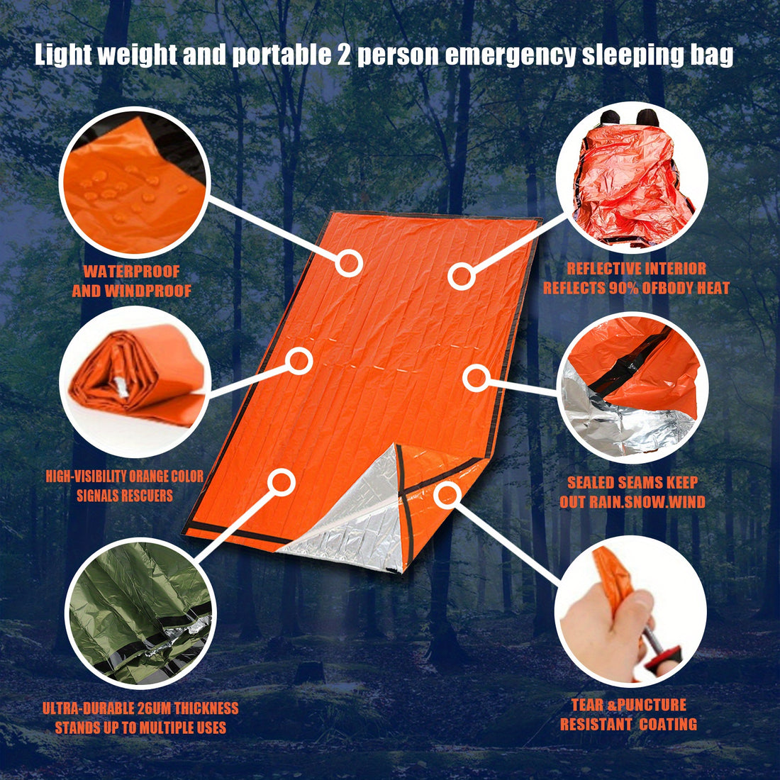 Portable Lightweight Thermal Emergency Sleeping Bag