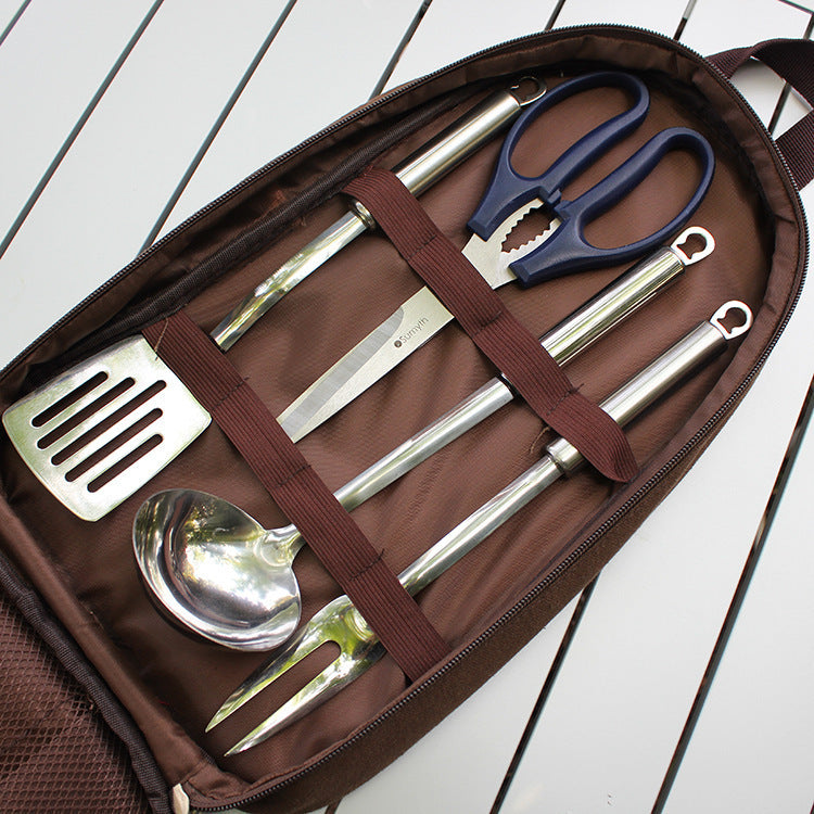 Outdoor Barbecue Cookware Set with Knife & Board