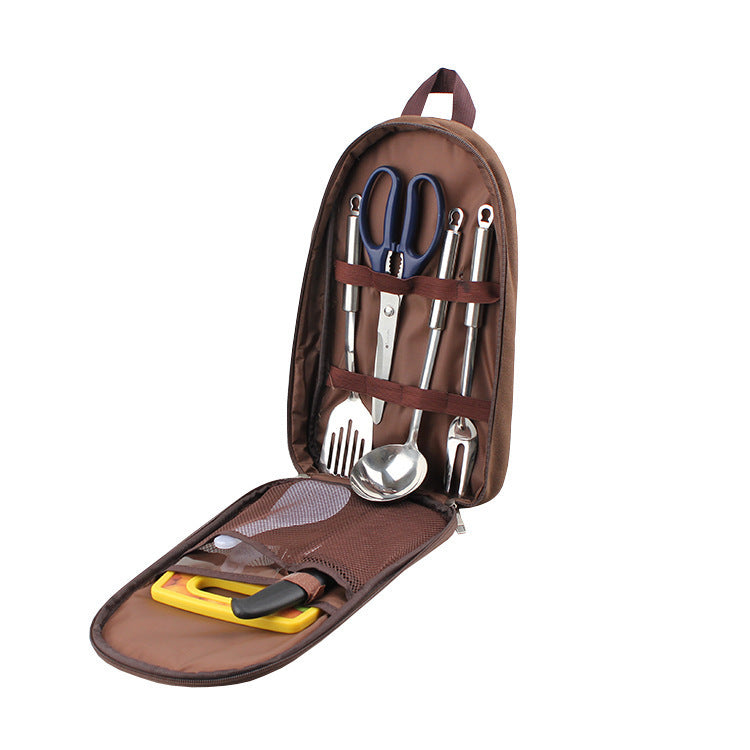 Outdoor Barbecue Cookware Set with Knife & Board