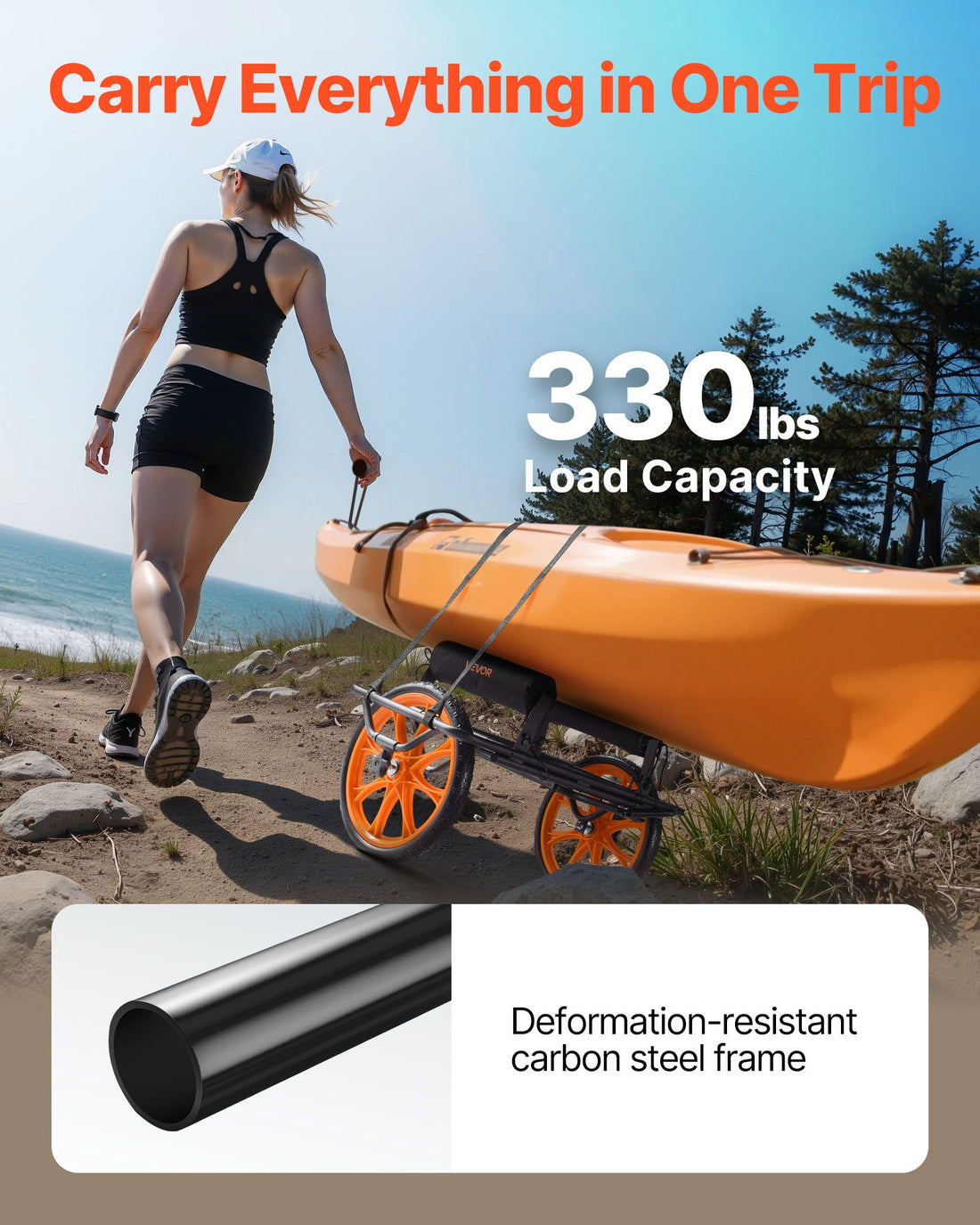 330 Lb Kayak Cart Canoe Dolly Paddleboard Transport Trolley