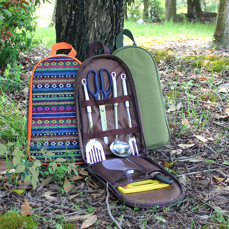Outdoor Barbecue Cookware Set with Knife & Board