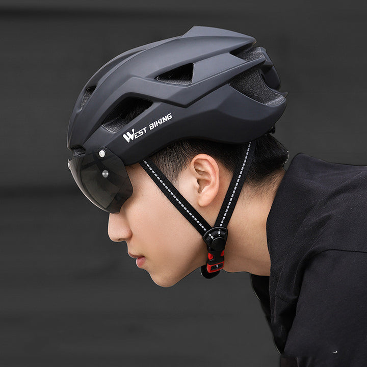 Cycling Helmet with Integrated Goggles