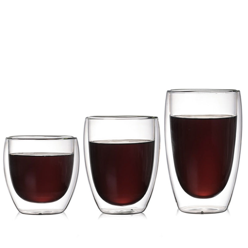 Double Layer Insulated Glass Cup Set Transparent Drinkware