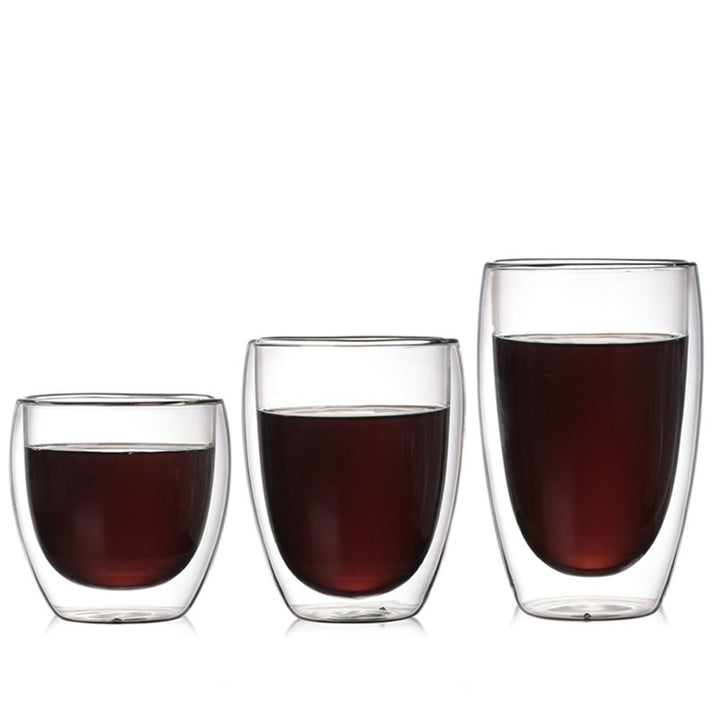 Double Layer Insulated Glass Cup Set Transparent Drinkware