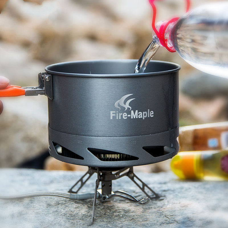 Outdoor Camping Cookware Set with Heat-Collecting Pot & Kettle